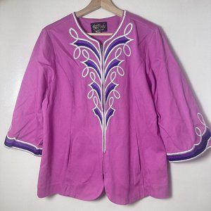 Bob Mackie Wearable Art Blazer Womens Small Embroidered Jacket Colorful Fancy